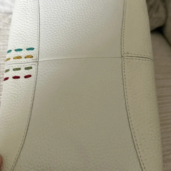Brighton Y2K Rainbow Stitch Off White Pebbled Leather Shoulder Bag - Picture 7 of 10